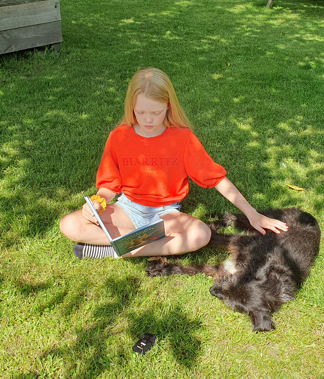 Kind leest voor aan hond